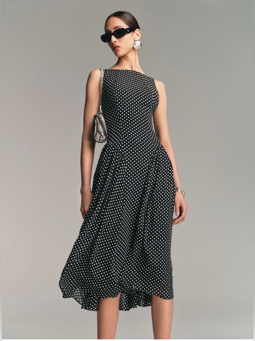 Reformation caviar dot Anelis Midi Dress